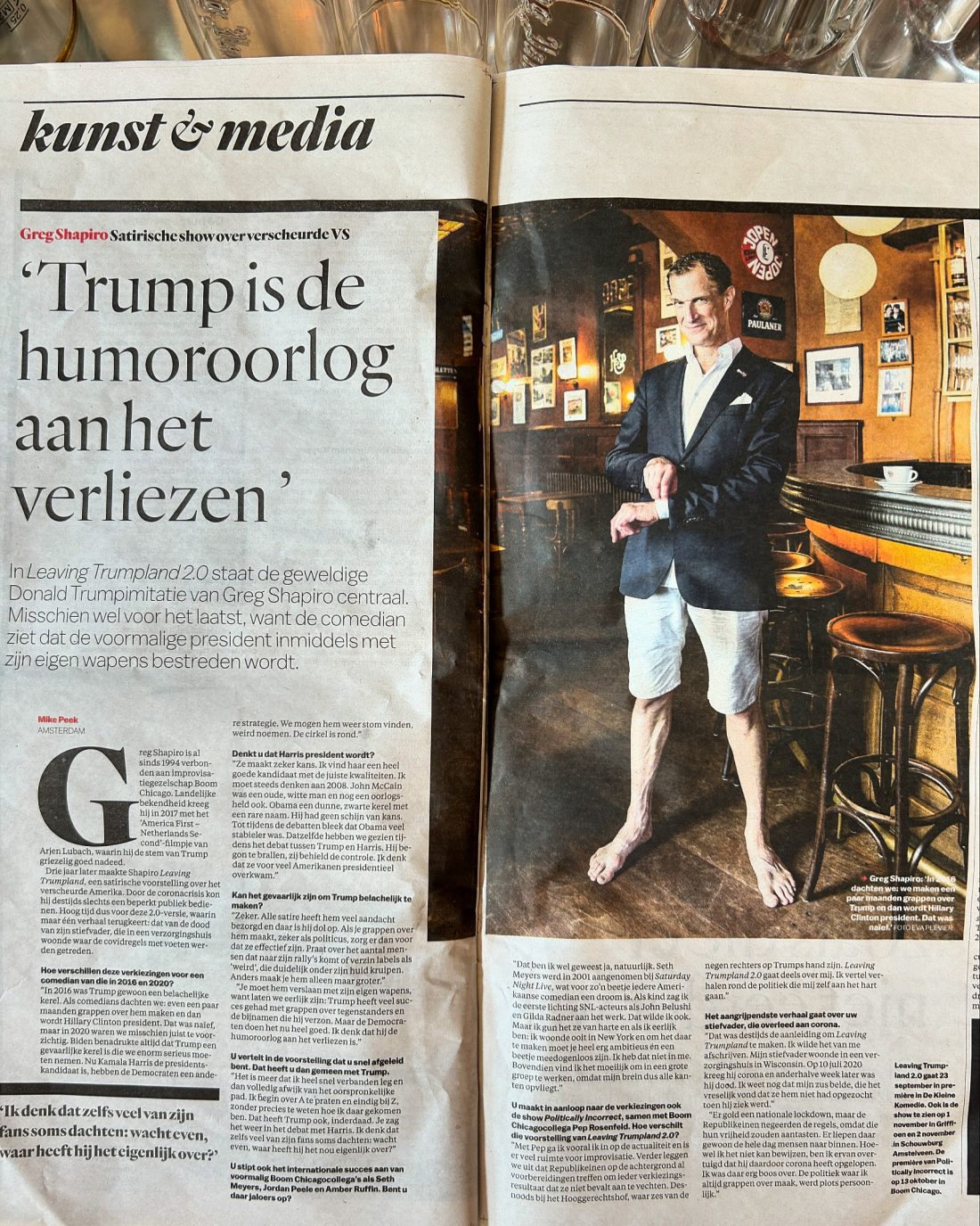 Greg Shapiro in Het Parool - Photo Eva Plevier